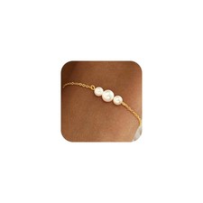 Pearl Bracelets for Women - 14K Gold Plated Pearl Bracelet for Women Dainty Pear