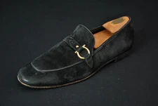 Salvatore Ferragamo Black Suede Shoes Loafers Men 10 1225BS