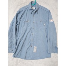 Tyndale Shirt Mens Large Heavyweight Flame Resistant FR Checkered Blue Workwear