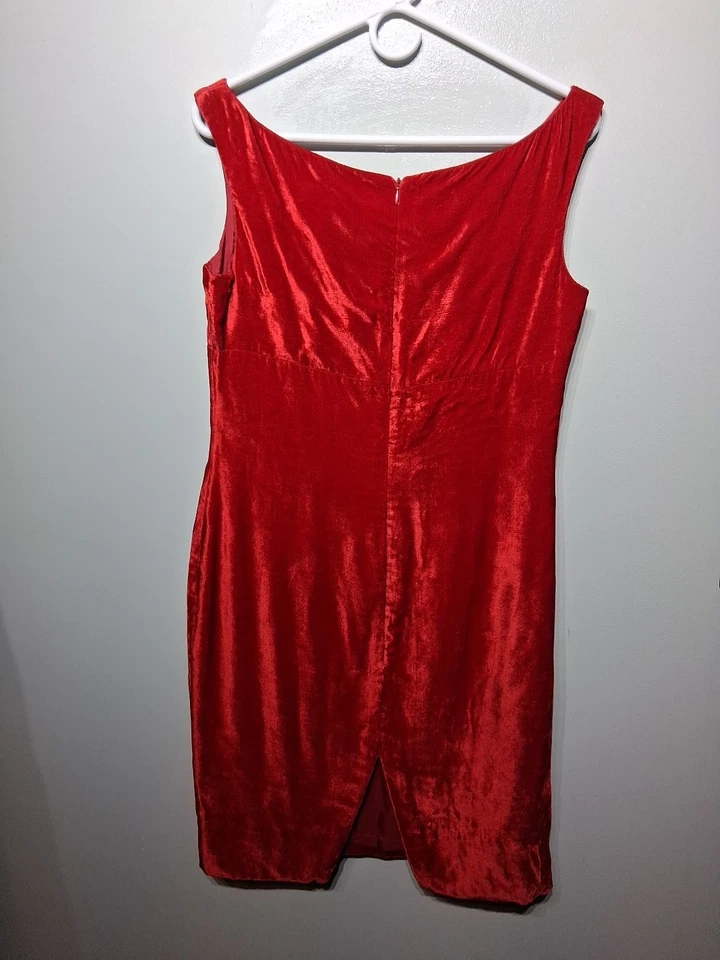 Vestido Anna Molinari De Colección Para Mujer Rojo Terciopelo Sin Mangas Hasta la Rodilla Talla IT 44 Foto 3 de 4