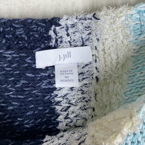 J. Jill 4X Short Sleeve Blue Stripe Knit Sweater Top - Picture 4 of 6