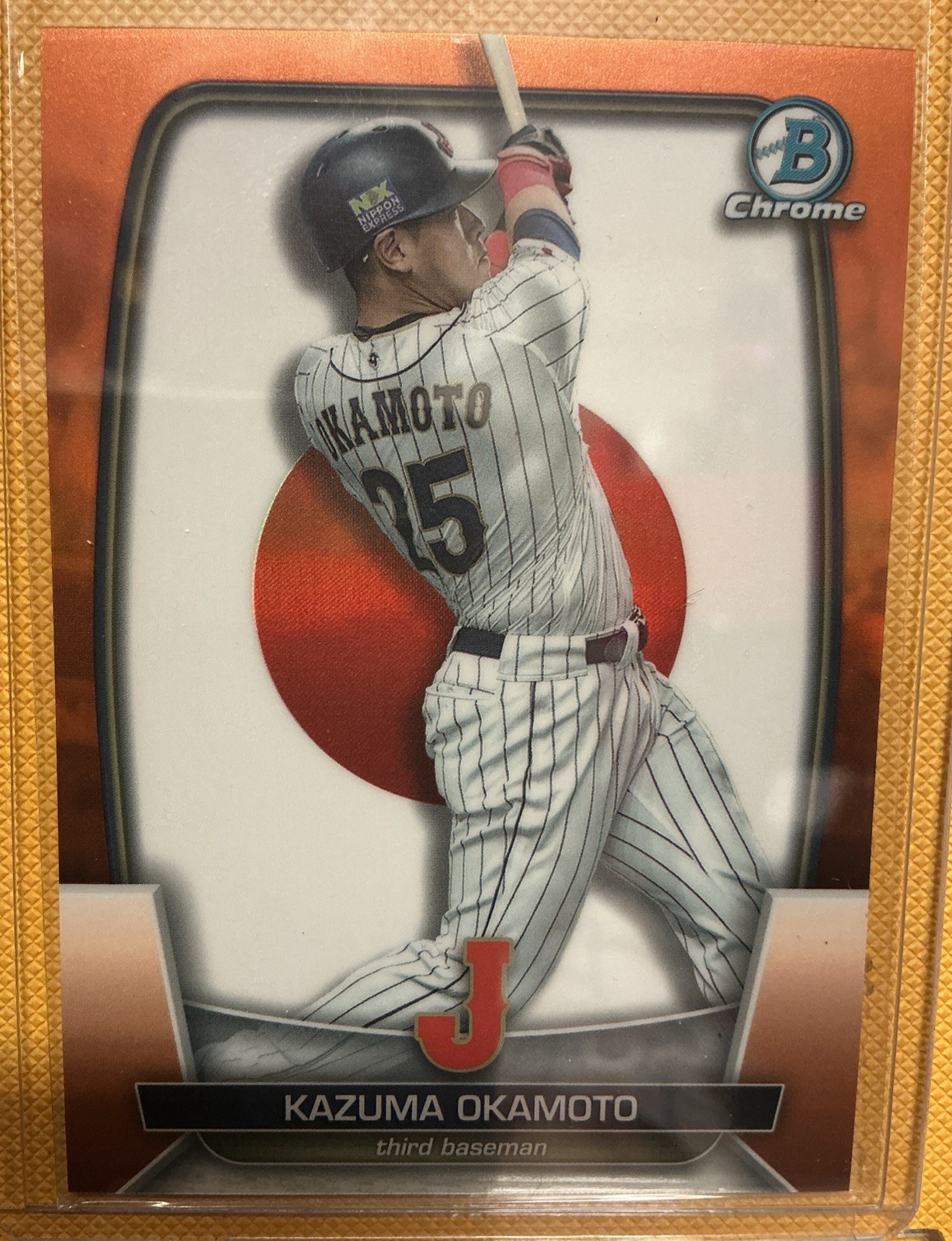 Kazuma Okamoto 2023 Bowman Chrome WBC Flag Orange Refractor /25 Team Japan