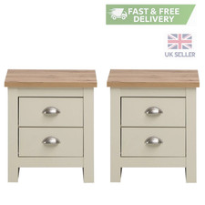 Cream Bedside Table Cabinet Side End Table Nightstand Storage Organizer set of 2