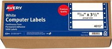 Avery Dot Matrix Printer Address Labels, 15/16"" x 3 1/2"", 5,000 White Labels