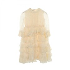 Gucci Kids Lace Pleated Dress White Nylon Rayon Vintage Size 8 130/64