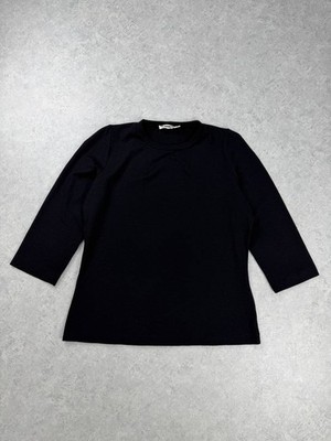 Jil Sander Black Wool Silk Blend Top 3/4 Sleeve Size L