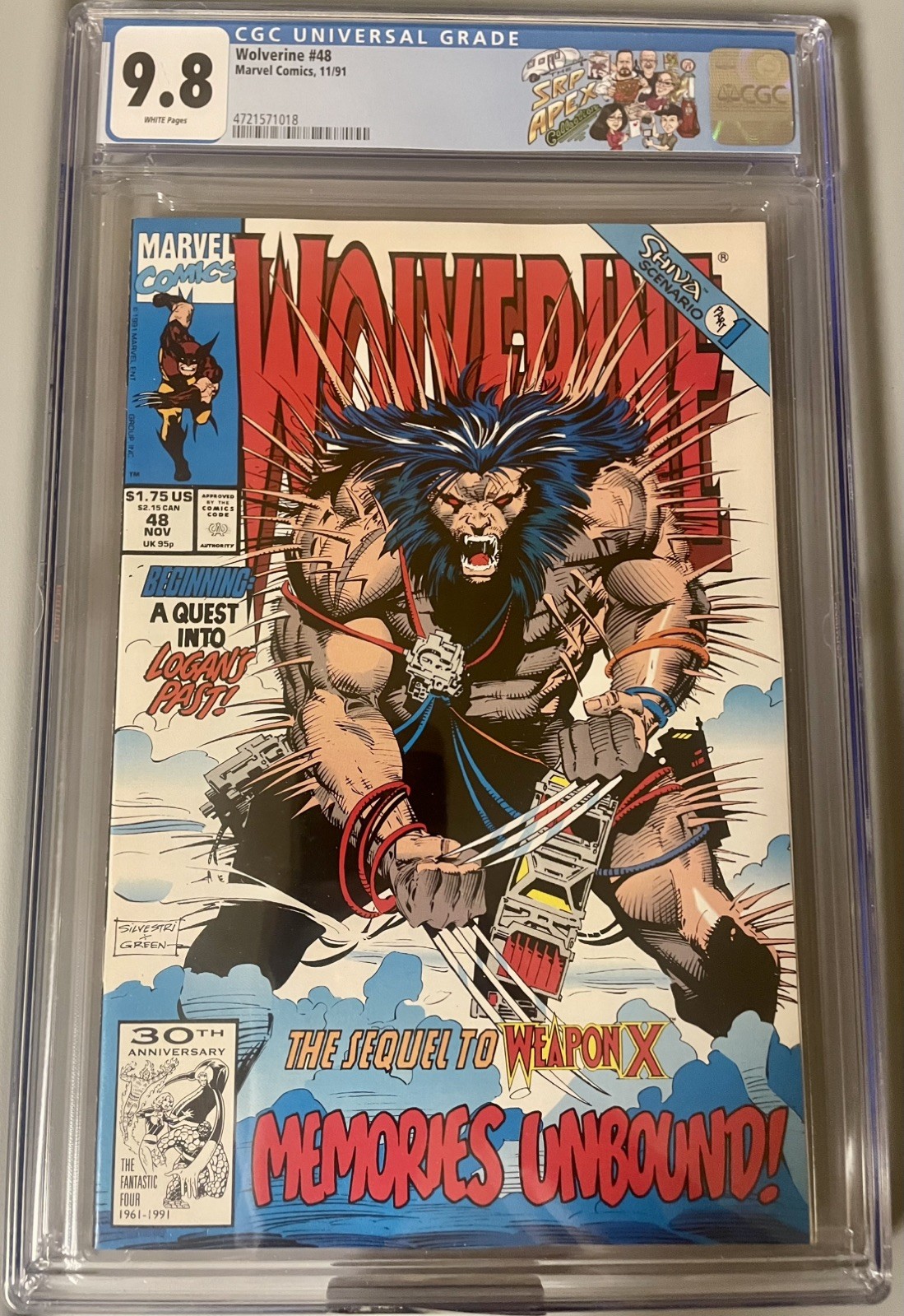 WOLVERINE 48 - CGC 9.8 (Marvel 1991) White Pages Custom Label