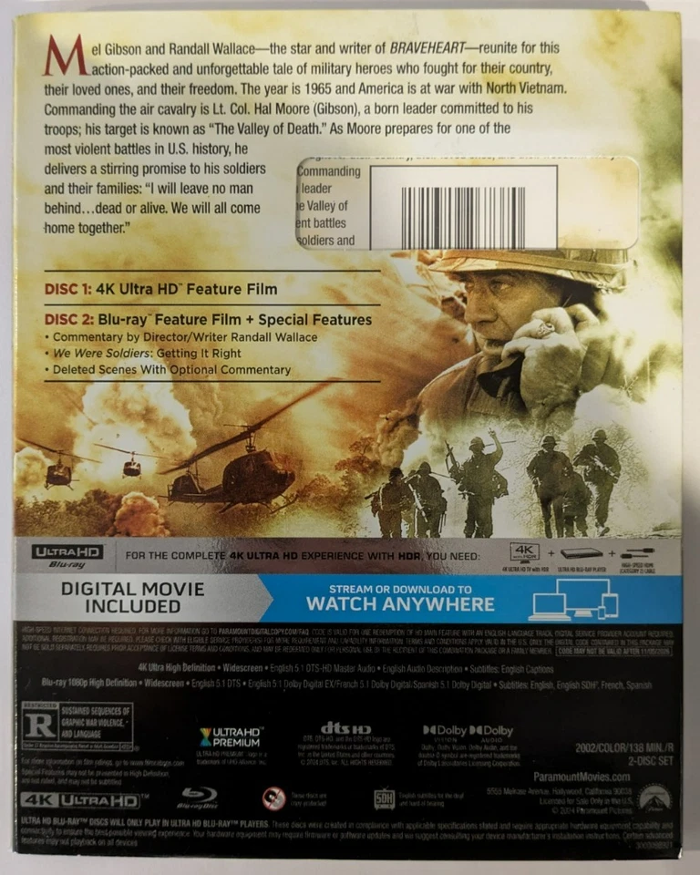 We Were Soldiers (2002) - 4K UHD Blu-ray - New & Sealed - Mel Gibson - Image 3 of 3