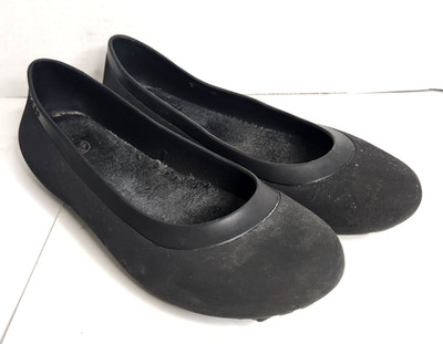 Crocs Black Mammoth Ballet Flat Slip On Faux Fur Lined Shoes Women s Size 10