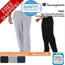 🔥 Champion Men's Powerblend Open-Bottom Sweatpants with Pockets Up To 2XL P800
