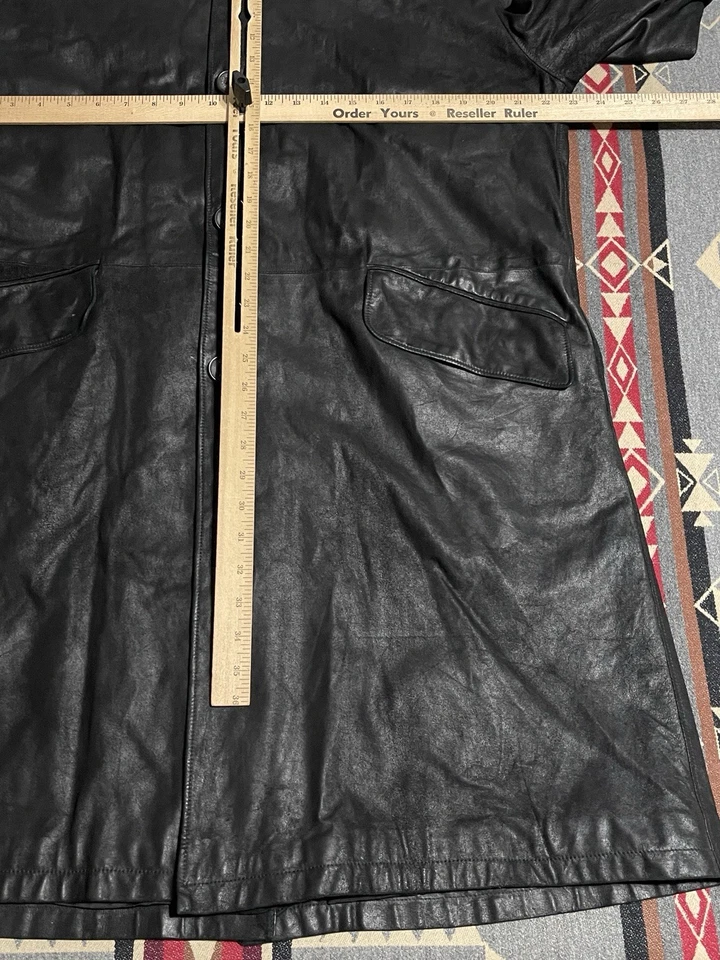 Séraphin Paris Made in France Black Leather Car Coat Jacket Size 54 US 44 T40 - Image 3 of 4