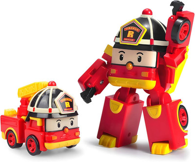 Robocar Poli 4'' Transforming Robot - Fire Truck Roy, Stem-Inspired Rescue Robot 