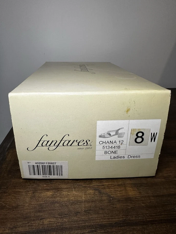 Sz 8 Vintage Fanfares Beige Open Toe Dress Heel Shoes - Image 4 of 4