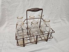 Vintage Farmer's Dairy Quart Glass Milk Bottles and Carrier