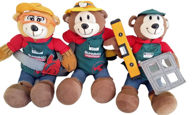 Bunnings Warehouse Plush Toy figures Bears Bridget Brian & Bailey lot 3x