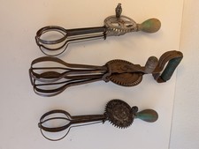 Lot of 3 Vintage 'RUSTY' MADE IN USA WORN GREEN HANDLED BEATERS DECOR