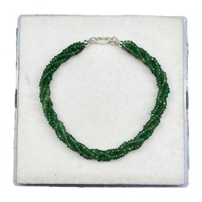 19.1cm Natürlich Sambianischer Smaragd Verdreht Facettiert Perlen Armband 925