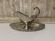 Ancien bateau à sauce et soucoupe WM A Rogers rouleau géorgien 10,5” x 6,75”