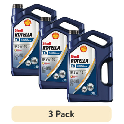 (3 Pack) Shell Rotella T6 Full Synthetic 5W-40 Diesel Engine Oil, 1 Gallon