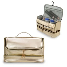 Travel Case Bag For Dyson Airwrap Styler Double Layer Storage /PU Leather/Gold