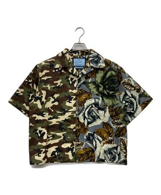 PRADA/DOUBLE MATCH POPLIN SHIRT Green x Gray Size: M