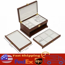 Large Wooden Jewelry Storage Box 3 Layers Organizer 2 Drawers Cabinet