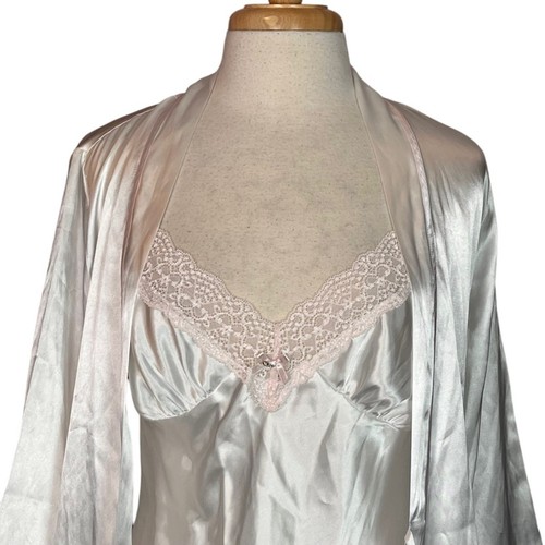 Linea Donatella Ivory 2 Pc Short Chemise & Robe Set Womens Medium New With Tags - Picture 2 of 13