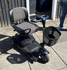 3-Wheel Electric Mobility Scooter Blue/Black, Padded Seat, Armrests, Basket
