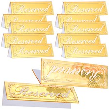 12 Pcs Gold Reserved Table Signs Double Sided Acrylic Wedding Restaurant Party