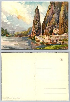 Dinant Belgium La Roche Bayard Rock Formation River View Art Postcard