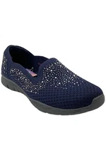 Skechers Seager Vegan Sparkle Knit Scalloped Slip-Ons Navy