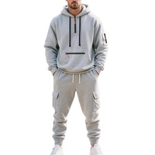 Mens Tracksuit Set Fleece Hoodie Top Bottoms Jogging Joggers Gym Pullover