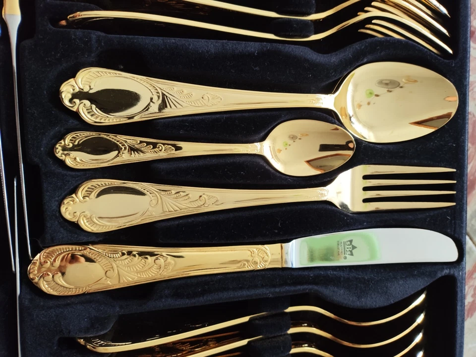 Besteckset SBS 12 Personen 23/24 Karat Hart vergoldet  70 Teile - Bild 3 von 4