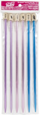 Susan Bates Silvalume Single Point Knitting Needles 10'' Set-Sizes 6 To 8 11191