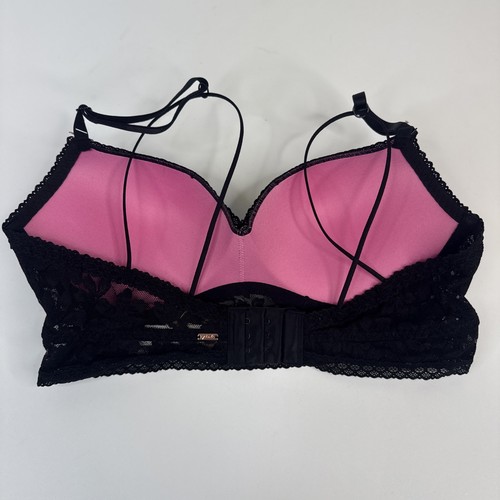 Victoria’s Secret Very Sexy Underwire Push-Up Bra Black Pink Pads Size M Medium - Picture 2 of 9