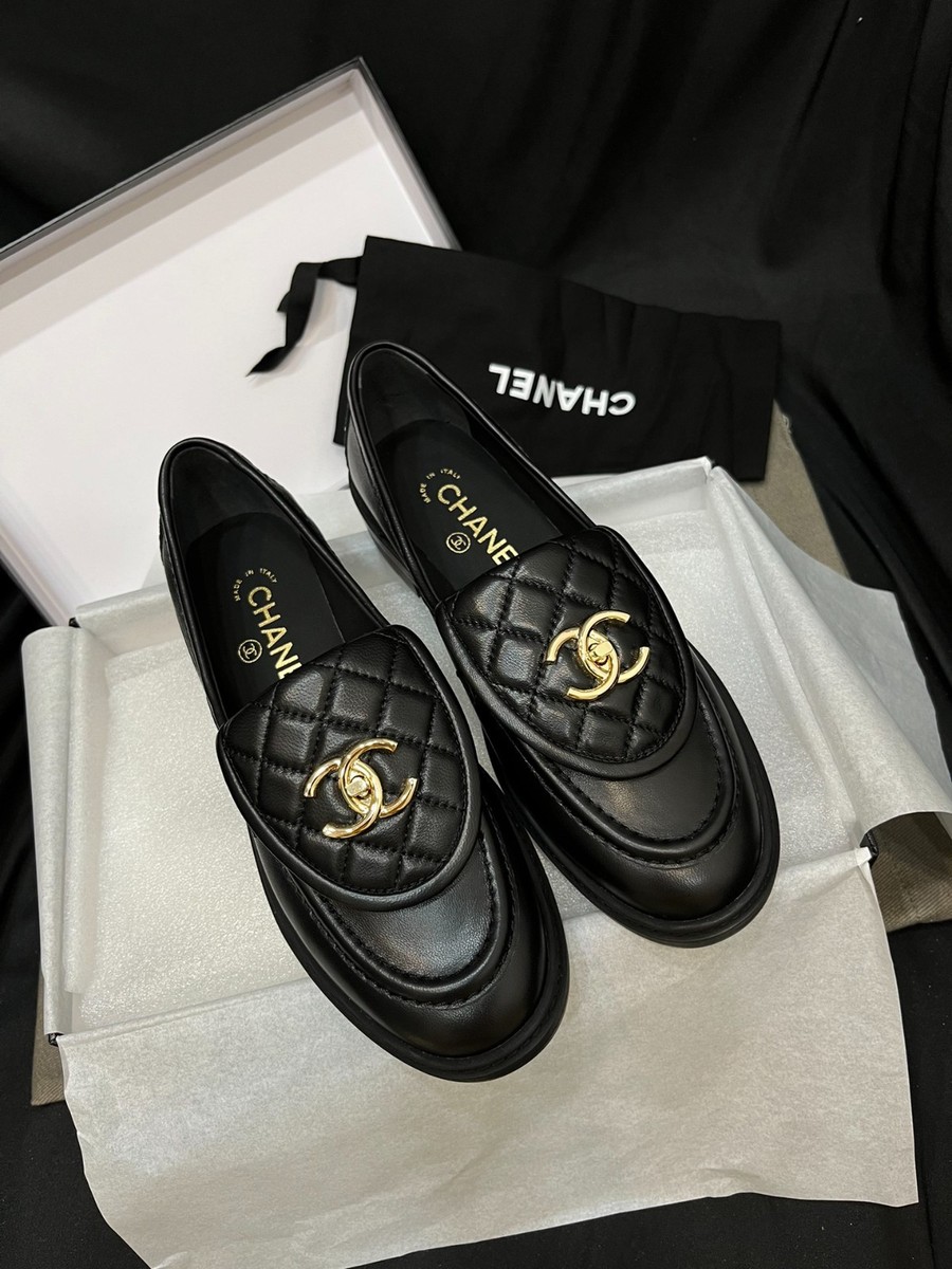 シャネル CHANEL ローファー サイズ38 Chanel CC Loafer in Black Leather Size 38 US-8 | eBay