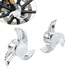 2x Spun Blade Spinning Front Axle Caps Nut Covers For Harley Softail Dyna Chrome
