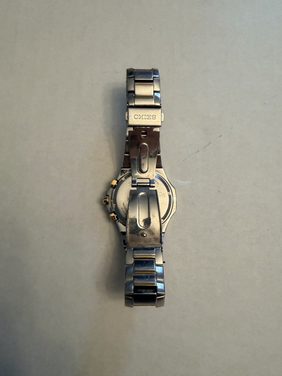 Seiko 7T62-0DP0 Men 100m Sapphire Analog Quartz Alarm Chronograph