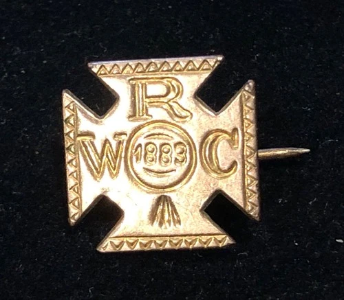 ANTIQUE 1883 GAR WRC SMALL GOLD CROSS PIN NICE EARLY WOMENS RELIEF CORPS