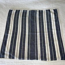 2 RALPH LAUREN Blue Stipe Euro Pillow Shams 26"x26" Linen Cotton