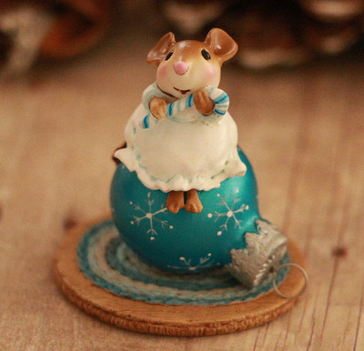 Wee Forest Folk HOLIDAY CHARM, WFF# M-760c, BLUE, Christmas Ornament Mouse 2025