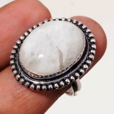 Rainbow Moonstone Gemstone Handmade Fashion Ethnic Gift Jewelry Ring 9" SR 7298