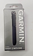 GARMIN BLACK SILICONE QUICKFIT 22 WATCH BAND + x1 EXTRA SPARE GARMIN BLUE STRAP