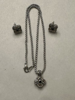 VTG Silver & Gold-Toned Renaissance Revival Style 16  Necklace/Earrings Set