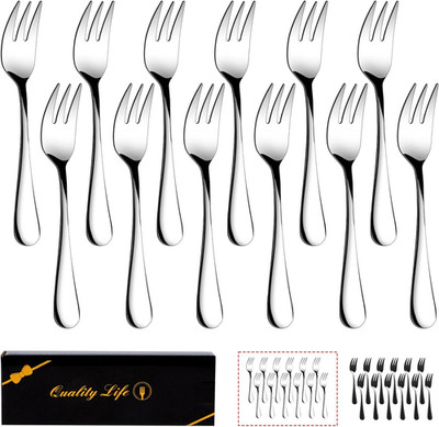 Dessert Forks Set of 12, 5.5Inches, Stainless Steel Cocktail Fork, Appetizer Sma