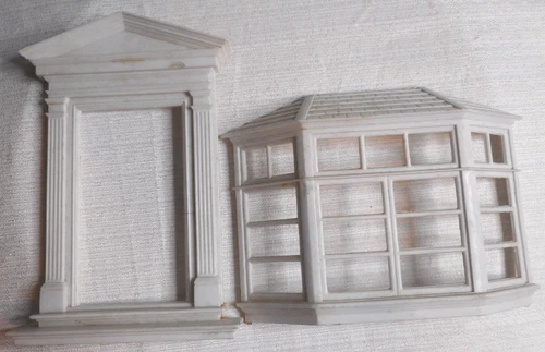 PARTS ONLY Marx Tin Litho Two Story Colonial Doll House Bay Window Door Frame