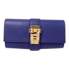 HERMES GHW Medor Clutch Bag Swift Leather Bleu Saphire