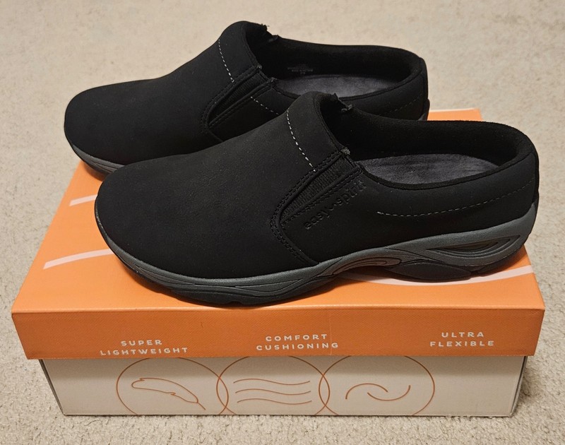 New Easy Spirit SE Manta3 Black 001 7.5 W Slip On Suede Shoes Sneakers Clogs