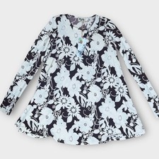 Show Me Your Mumu Tyler Tunic Dress XS Floral White Brown Long Sleeve Mini