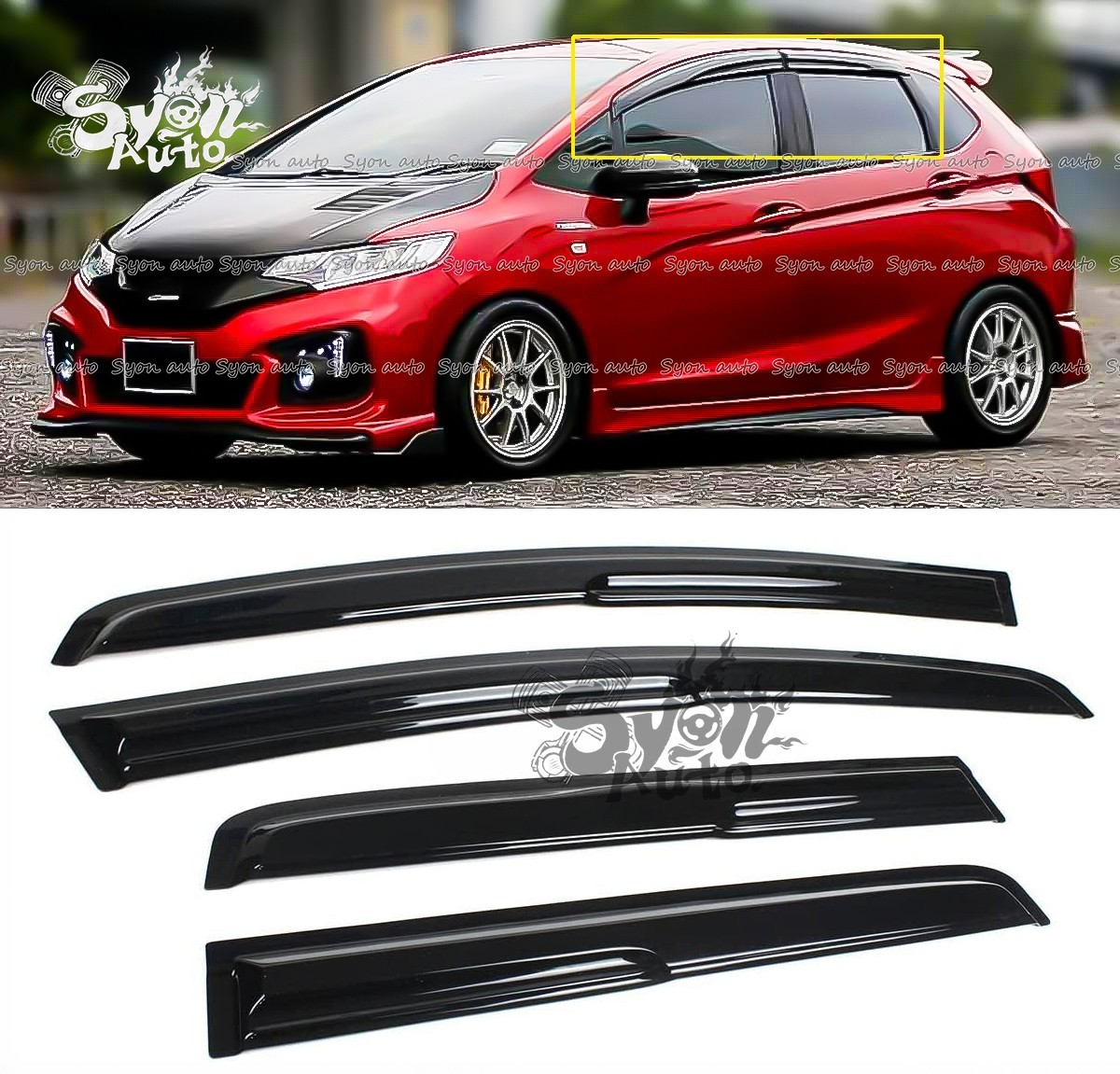 FITS 15-2020 HONDA FIT GK5 JDM 3D WAVY MUGEN STYLE WINDOW VISOR